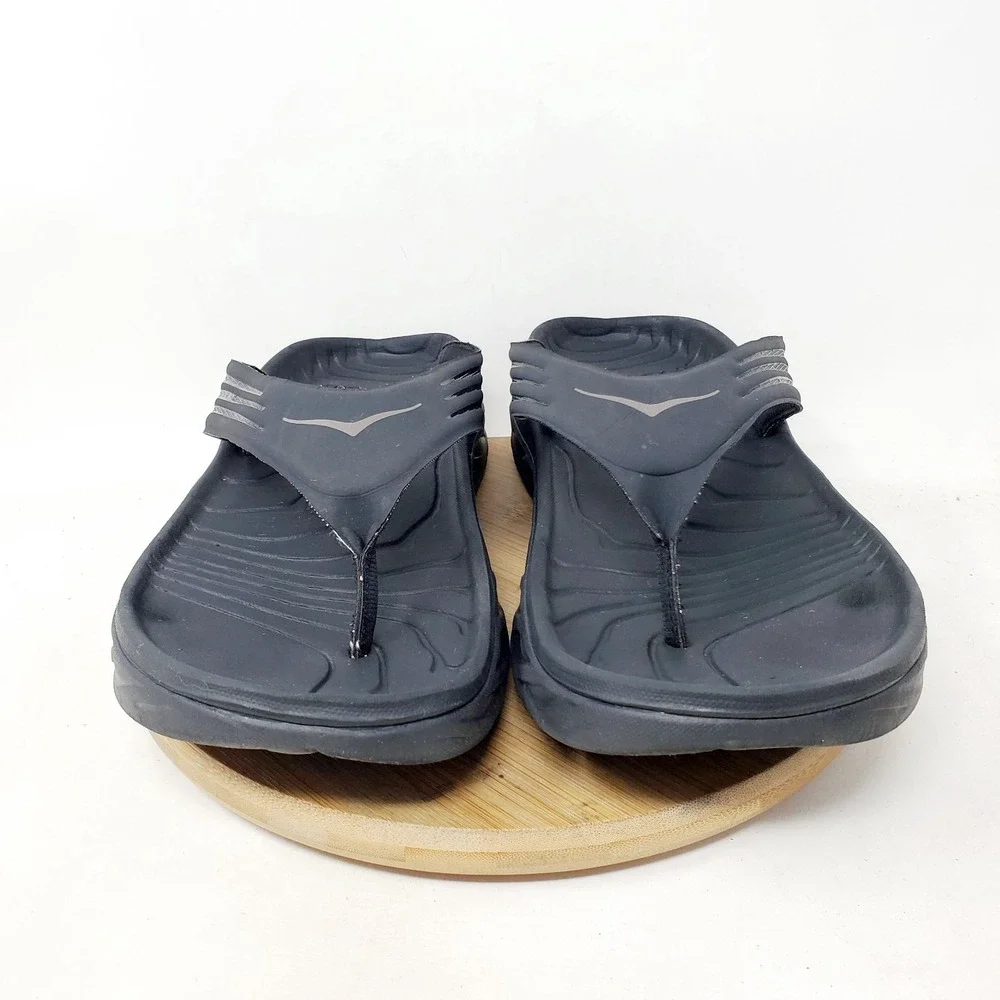 Hoka Ora Recovery Flip Sandals Mens 10 Black Pool Beach Comfort Slip On Shoes